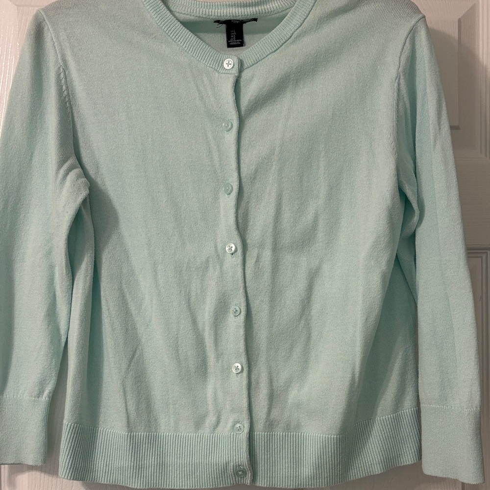 GAP Light Green 3/4 Length Sleeve Women's Cardigan Sweater